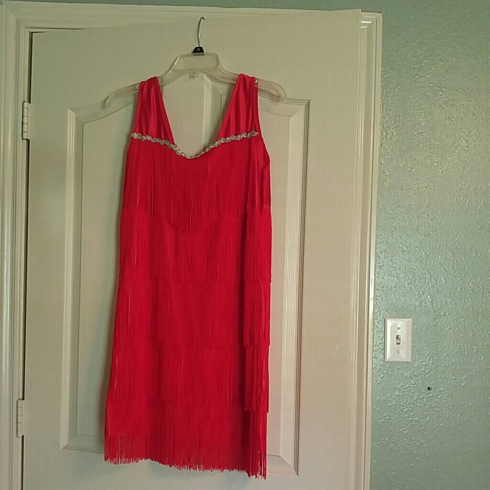 1920's Red Fringe Flapper Dress